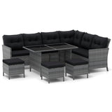 7 Pieces Patio Dining Furniture Set with Soft Cushions and Ottomans