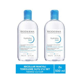 Bioderma Hydrabio H2O Micellar Water for Hydration and Makeup Removal, Fragrance-Free Skincare, 2x500ml