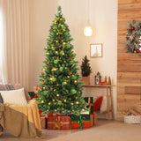 6/7/8 Feet Pre-Lit Artificial Christmas Tree with 300/400/500 LED Lights