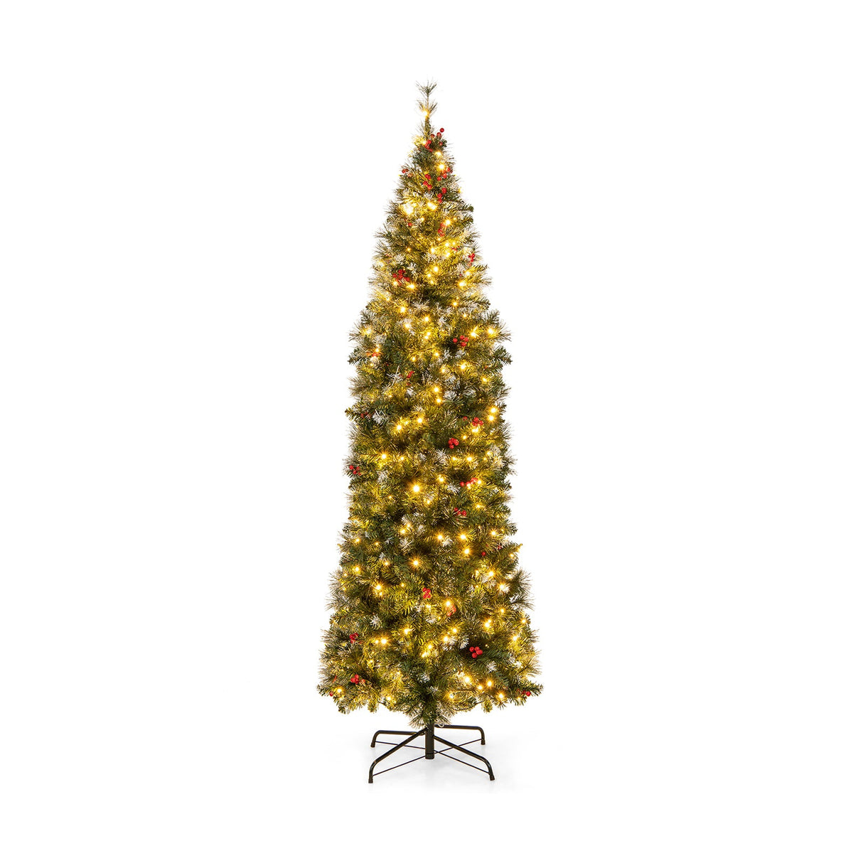 Árbol de Navidad Preiluminado Artificial Estrecho y Articulado de 5/6/7/8/9 Pies