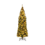 Árbol de Navidad Preiluminado Artificial Estrecho y Articulado de 5/6/7/8/9 Pies