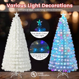6/7 Feet Pre-Lit Fiber Optic White Snow-Flocked Artificial Christmas Tree