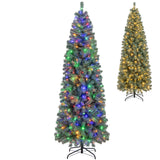 Árbol de Navidad artificial azul preiluminado delgado con 9 modos de iluminación