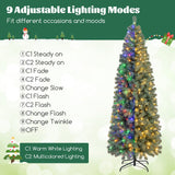 Árbol de Navidad artificial azul preiluminado delgado con 9 modos de iluminación