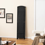 8-Panel Folding Room Divider with Hand-woven Texture and Wood Frame