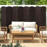 8-Panel Folding Room Divider with Hand-woven Texture and Wood Frame