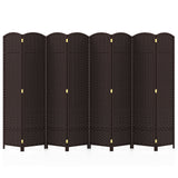 8-Panel Folding Room Divider with Hand-woven Texture and Wood Frame