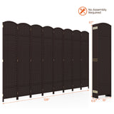 8-Panel Folding Room Divider with Hand-woven Texture and Wood Frame