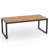 Mesa de patio de madera de acacia de 79 pulgadas con orificio para sombrilla de 1.9 pulgadas para jardín y piscina