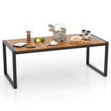 Mesa de patio de madera de acacia de 79 pulgadas con orificio para sombrilla de 1.9 pulgadas para jardín y piscina