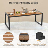 Mesa de patio de madera de acacia de 79 pulgadas con orificio para sombrilla de 1.9 pulgadas para jardín y piscina