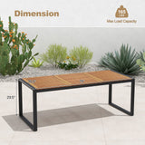 Mesa de patio de madera de acacia de 79 pulgadas con orificio para sombrilla de 1.9 pulgadas para jardín y piscina
