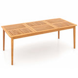 Mesa de comedor rectangular para 8 personas de madera de acacia para exterior con agujero para sombrilla