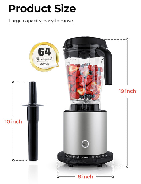 Licuadora de Alta Potencia de 1500W con 10 Velocidades para Smoothies