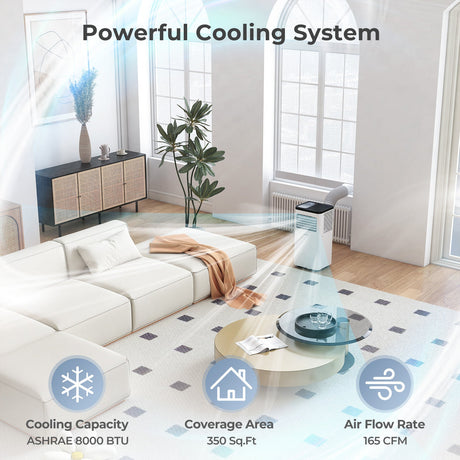 Aire Acondicionado Portátil de 10000 BTU, Unidad de CA de Piso 3 en 1, Ventilador y Deshumidificador para Habitación