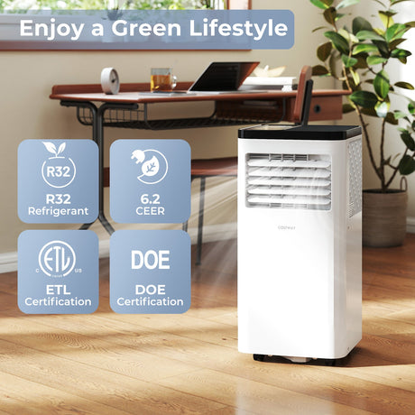 Aire Acondicionado Portátil de 10000 BTU, Unidad de CA de Piso 3 en 1, Ventilador y Deshumidificador para Habitación