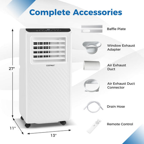 Aire Acondicionado Portátil de 10000 BTU, Unidad de CA de Pie 3 en 1 con Ventilador y Deshumidificador