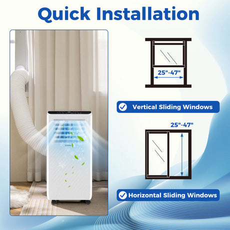 Aire Acondicionado Portátil de 10000 BTU, Unidad de CA de Pie 3 en 1 con Ventilador y Deshumidificador