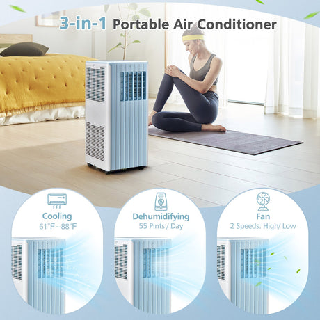 Aire acondicionado 3 en 1 de 10000 BTU con humidificador y modo de reposo inteligente