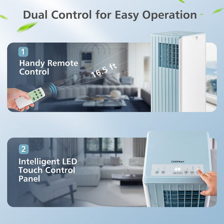 Aire acondicionado 3 en 1 de 10000 BTU con humidificador y modo de reposo inteligente