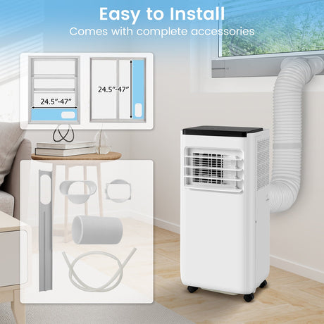 Acondicionador de aire portátil de 10000 BTU con control remoto, enfría hasta 350 pies cuadrados