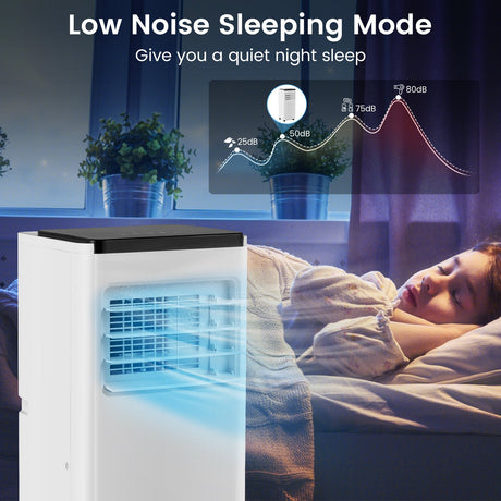 Acondicionador de aire portátil de 10000 BTU con control remoto, enfría hasta 350 pies cuadrados