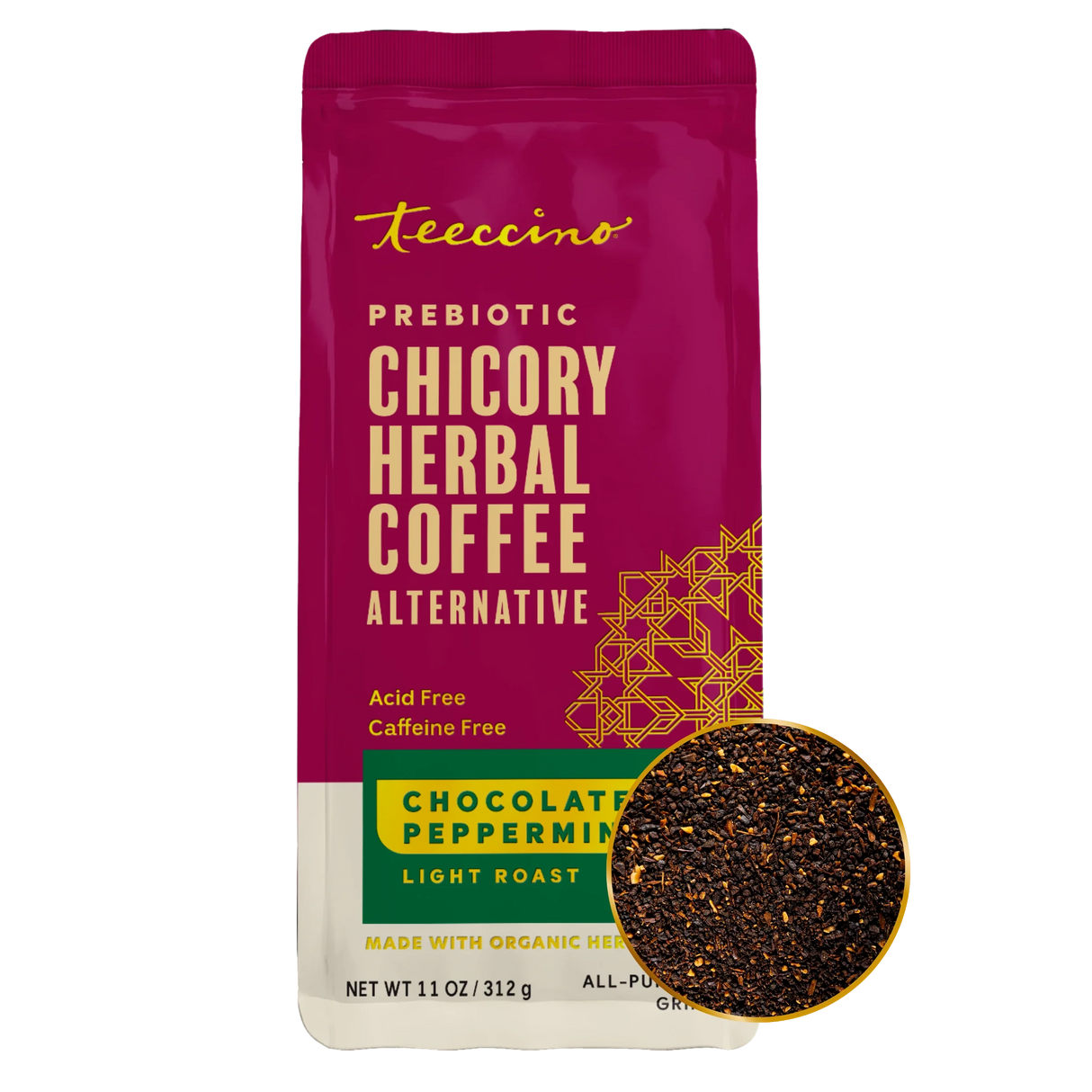 Café de hierbas de achicoria con menta y chocolate