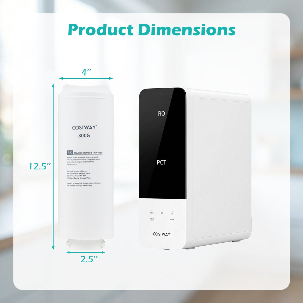 Filtro de ósmosis inversa de repuesto de 800 GPD para sistema de ósmosis inversa bajo fregadero AW-RB20/AW-RB05