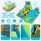 Tobogán Hinchable de Agua Temática Tropical con Doble Rampa, Parque Acuático, Excluye Soplador
