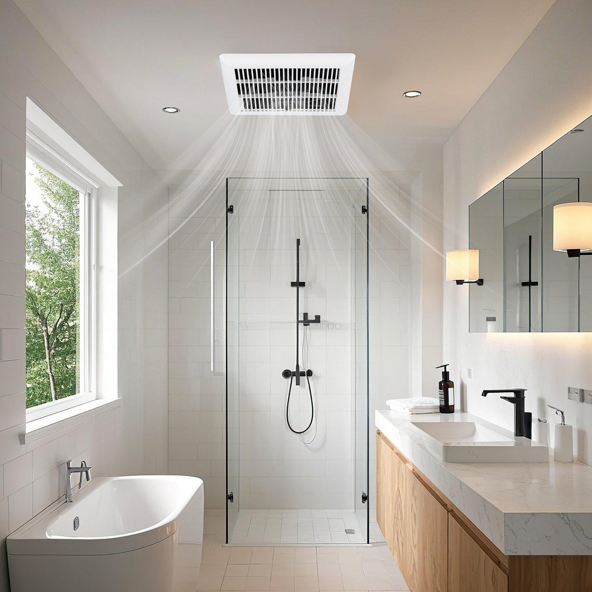Ventilador extractor de baño de techo de 80 CFM con carcasa metálica y conducto de 4 pulgadas