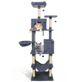 80 Inches Tall Cat Tree with 2 Large Condos and Dangling Toys