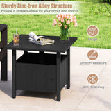 Mesa Auxiliar Exterior con Agujero para Sombrilla de 1.89" Soporte de Base para Sombrilla de Patio - Negro