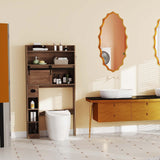 Juego de baño moderno de 5 piezas: mueble sobre inodoro + bidé inteligente + lavabo ovalado + mueble de suelo + secadora de ropa