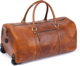Maleta de cuero marrón claro con ruedas, 44L