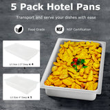 81 QT Hot Box Food Warmer with 5 Full-Size Pans and Handles Double Buckles