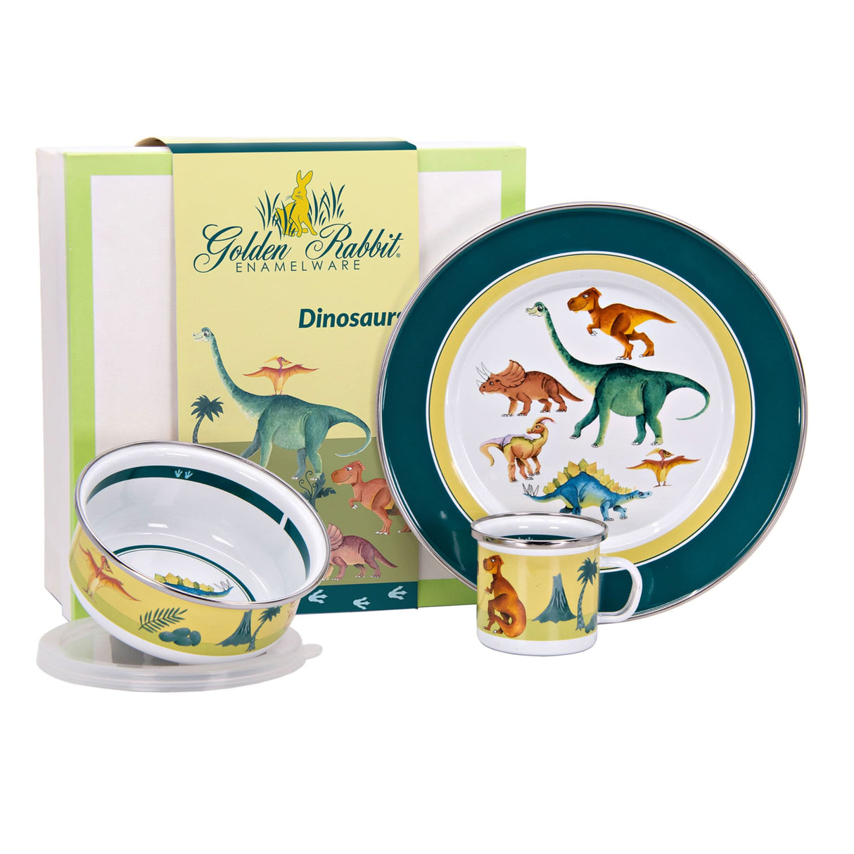 Golden Rabbit Enamelware 3-piece Child Dinner Sets