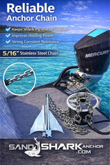SandShark 100 pies de Cabo de Ancla de Trenzado Sólido de 3/8, 5 pies de Cadena de Ancla de Acero Inoxidable, Paquete Todo en Uno de Cabo y Cadena, Funciona con Todas las Anclas