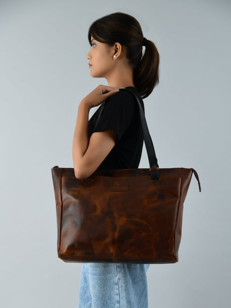 Bolso de mano Portland de cuero con cremallera
