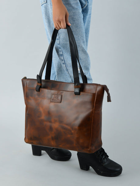 Bolso de mano Portland de cuero con cremallera