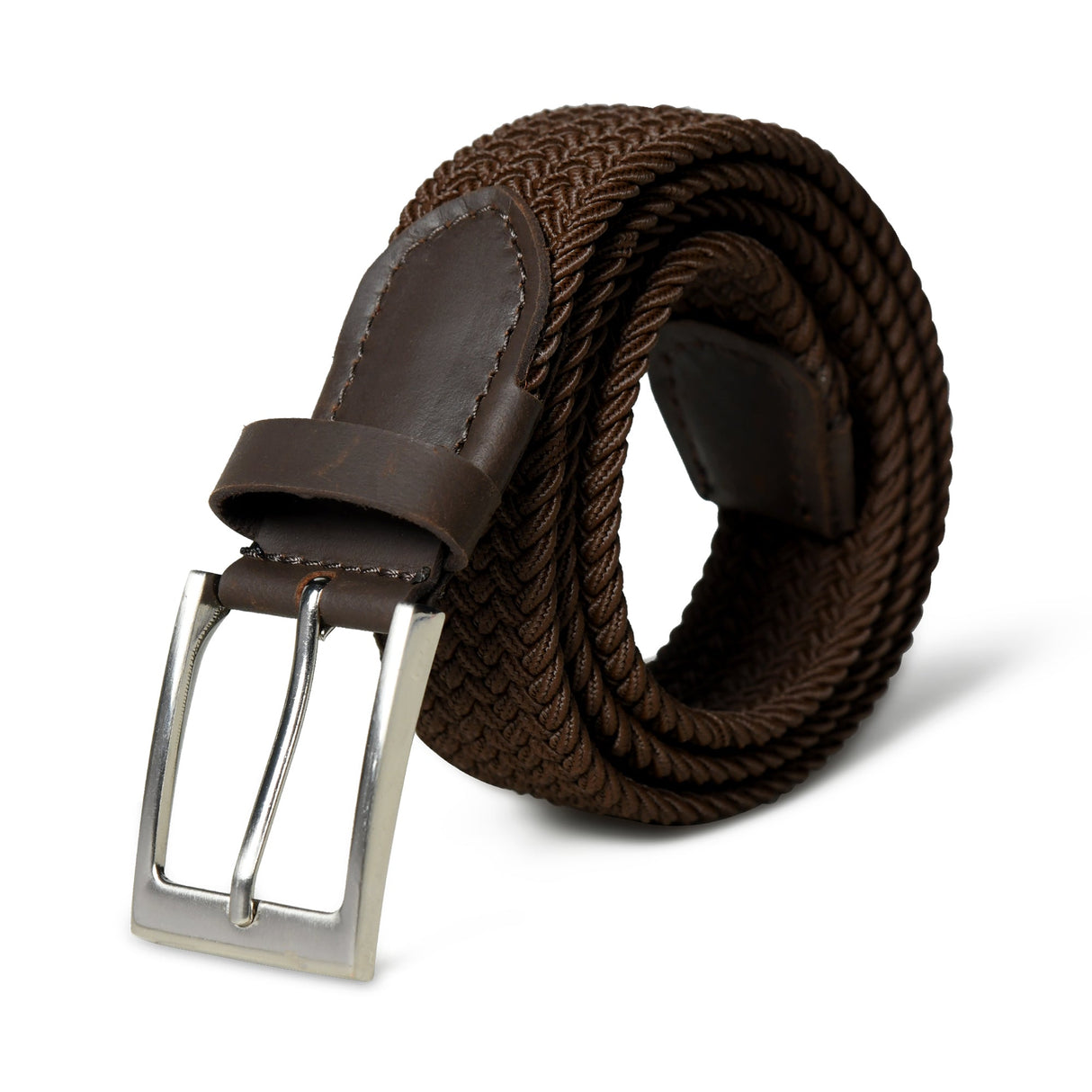 Cinturón de lona trenzada marrón