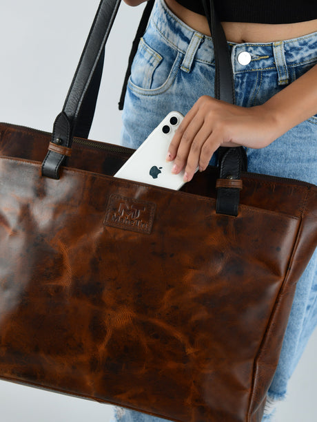 Bolso de mano Portland de cuero con cremallera