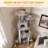 Árbol para gatos grande de 84 pulgadas con 2 condominios y 2 perchas de felpa suave para gatos de interior-Gris