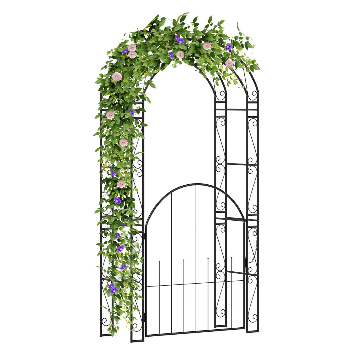 Arco de Jardín de Metal de 84 Pulgadas de Alto con Puerta