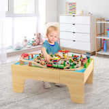 84-Piece Train and Building Block Table with Reversible Top and Creative Play Surface