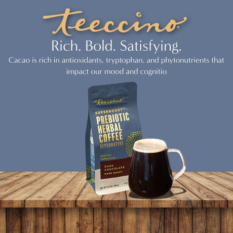 Café herbal prebiótico SuperBoost de chocolate negro