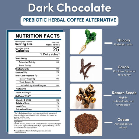 Café herbal prebiótico SuperBoost de chocolate negro