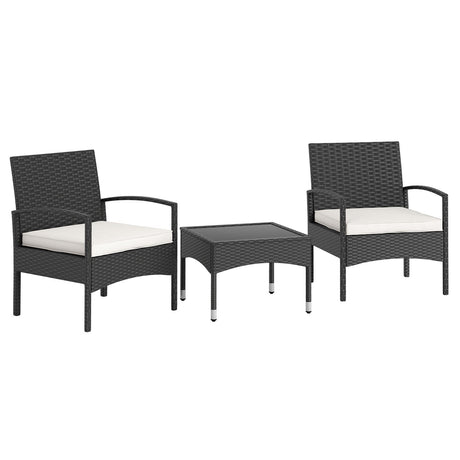 Juego de muebles de patio de 3 piezas Sillas de bistró de ratán con mesa - Beige