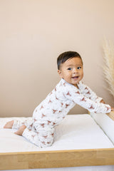 Pijama con cremallera de bambú acanalado Reindeer Games *Queda talla RN a 3/6m