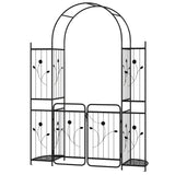 Arco de Jardín de 87 Pulgadas de Alto con Puerta, Estantes para Macetas y Enrejados para Plantas Trepadoras