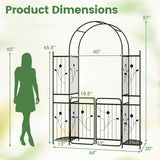 Arco de Jardín de 87 Pulgadas de Alto con Puerta, Estantes para Macetas y Enrejados para Plantas Trepadoras
